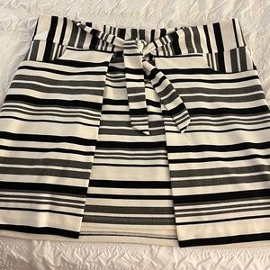 Cabi Grandstand Black & White Stripe Tie Wrap Skirt